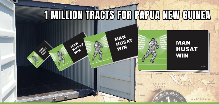 1 million Chick tracts will travel to Papua New Guinea in this ocean container.