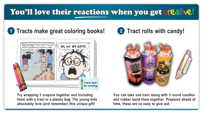 You'll love the kids reactions when you get creative. See our 9 witnessing ideas.