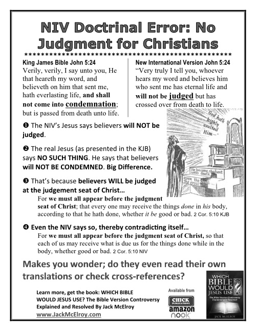 NIV Doctrinal Error: No Judgment for Christians